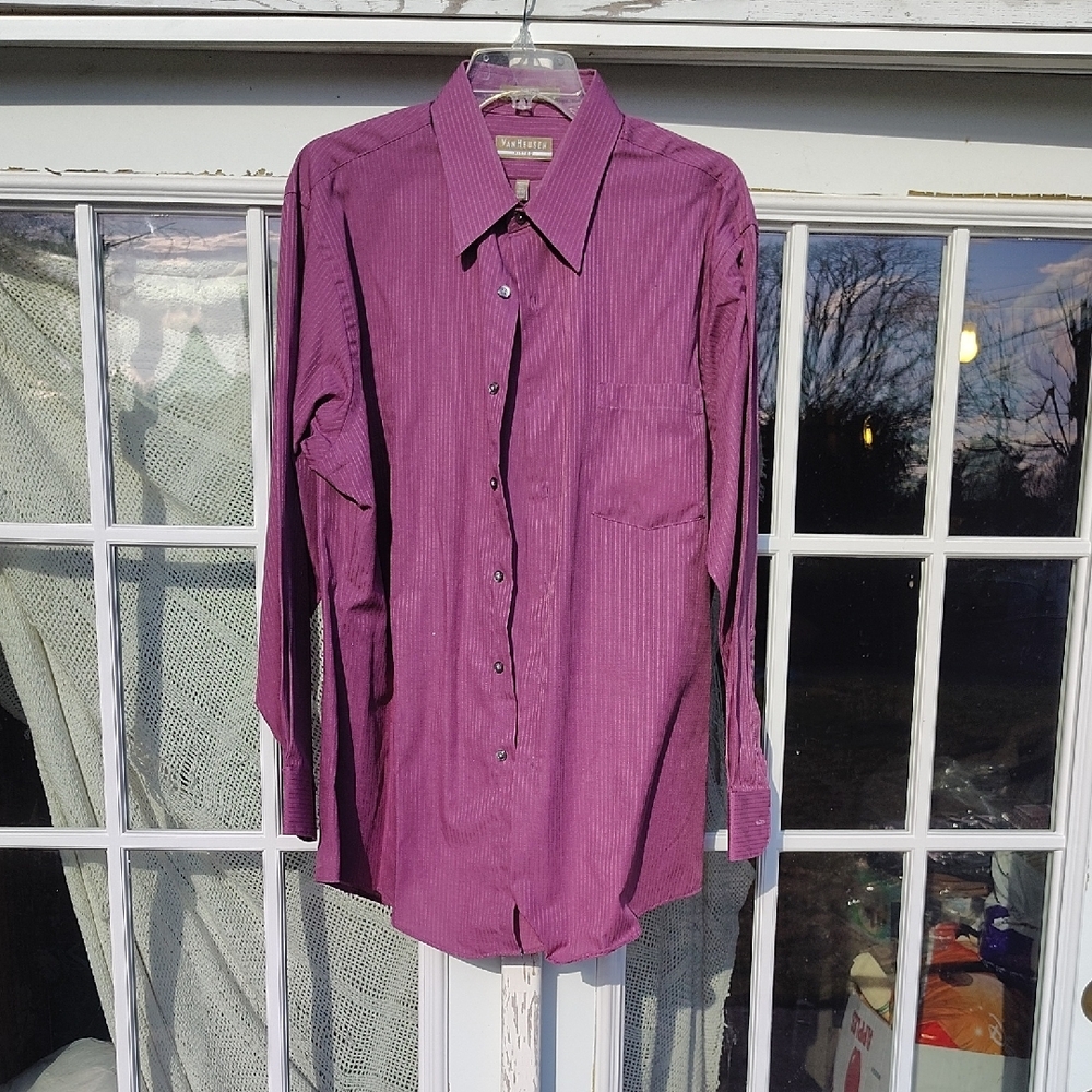 Purple Striped Button-Up Shirt
